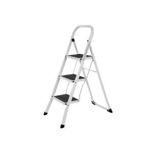 SONGMICS GSL03WT stige, 3 trinn, sklisikker matte, sammenleggbar, b�rbar - hvitt st�l