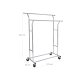 SONGMICS HSR12S Kraftig garderobestativ i metall 110 kg Kraftig klesstativ p� hjul Lengde 129-169 cm Krom