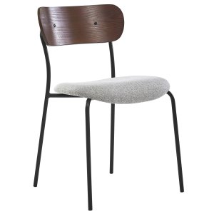 NORDLYS Lincoln spisebordsstol, stabelbar - gr stof, tr og sort metal