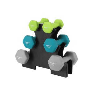 SONGMICS SYL612GN h�ndv�gt, m. stativ, sekskantet - mat lime, bl�gr�n og lysegr� neopren (2x1kg, 2x2kg, 2x3kg) (s�t med 6)