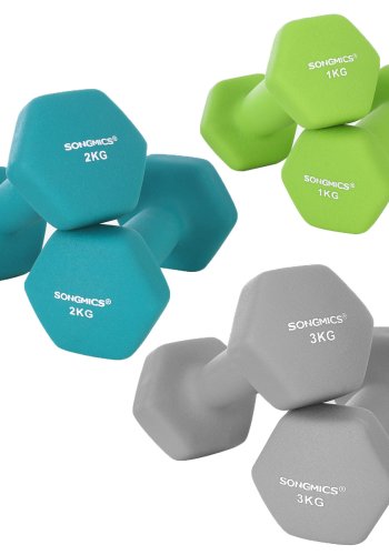 SONGMICS SYL612GN h�ndv�gt, m. stativ, sekskantet - mat lime, bl�gr�n og lysegr� neopren (2x1kg, 2x2kg, 2x3kg) (s�t med 6)