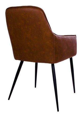 HOUSE NORDIC Harbo spisebordstol - vintage brunt kunstskinn og svarte stlben, med armlener