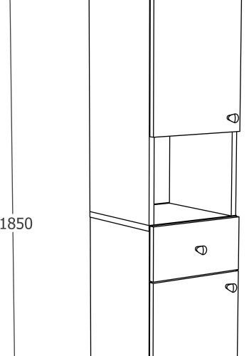 VCM NORDIC Nilosi Badezimmer-Hochschrank, m. 2 Türen, 2 Einlegeböden, 1 Schublade, 1 Fach – Melamin weiß und natur