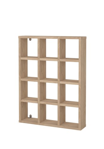 TVILUM Hyper v�gmonteret kopreol, m. 12 rum, rektangul�r - natur Jackson Hickory folieret sp�nplade (59,5x45,5)