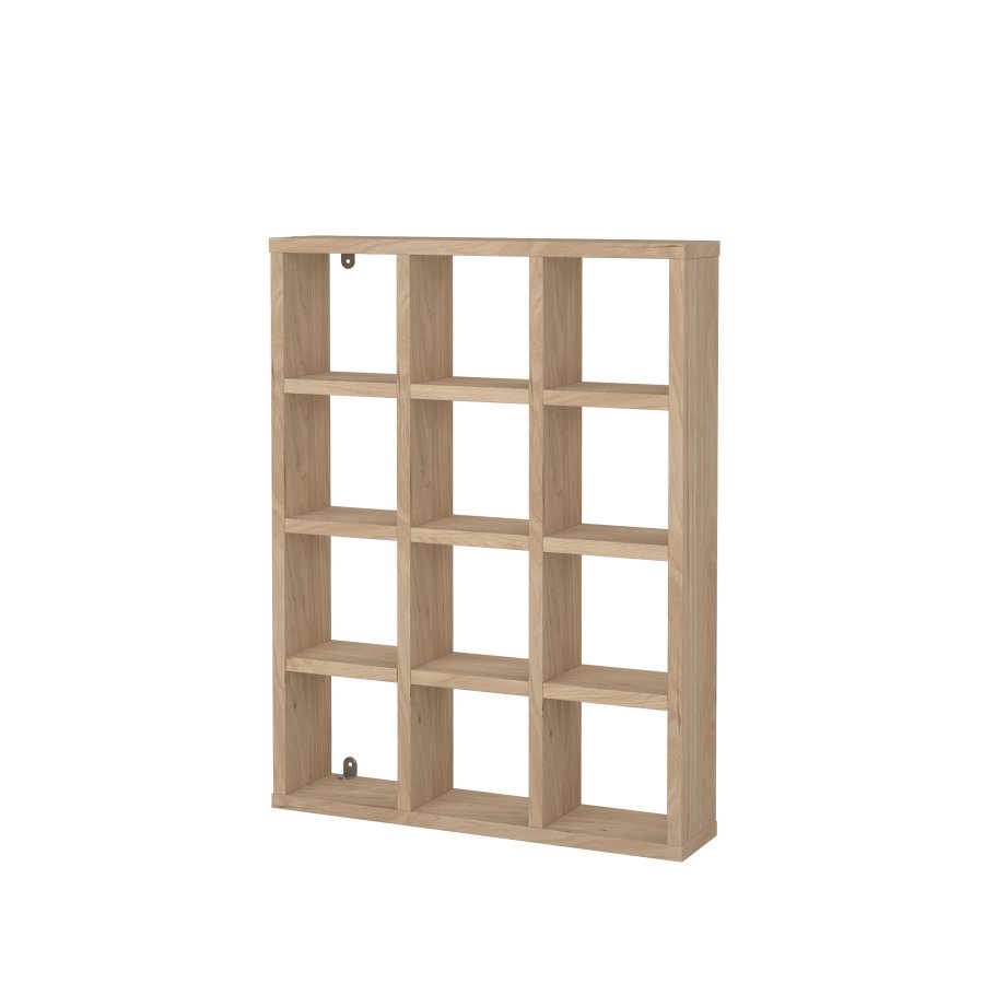 TVILUM Hyper v�gmonteret kopreol, m. 12 rum, rektangul�r - natur Jackson Hickory folieret sp�nplade (59,5x45,5)