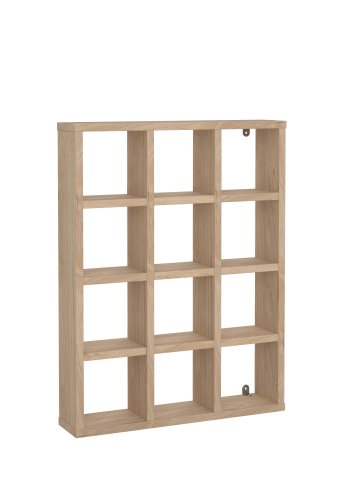 TVILUM Hyper v�gmonteret kopreol, m. 12 rum, rektangul�r - natur Jackson Hickory folieret sp�nplade (59,5x45,5)