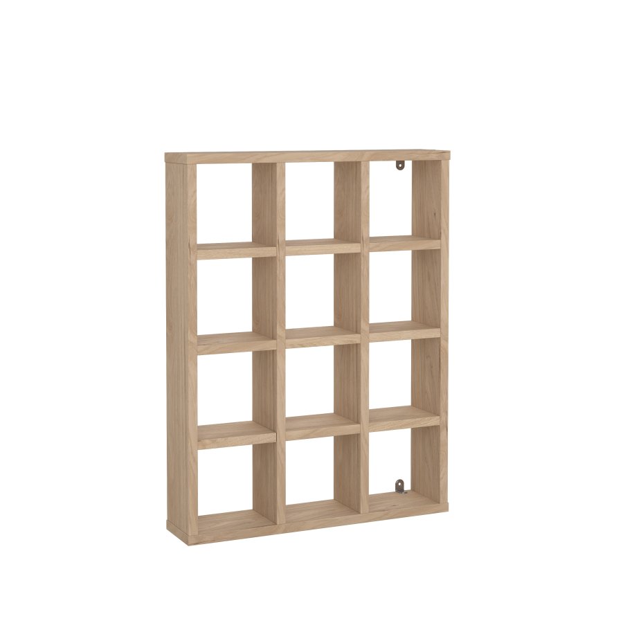 TVILUM Hyper v�gmonteret kopreol, m. 12 rum, rektangul�r - natur Jackson Hickory folieret sp�nplade (59,5x45,5)