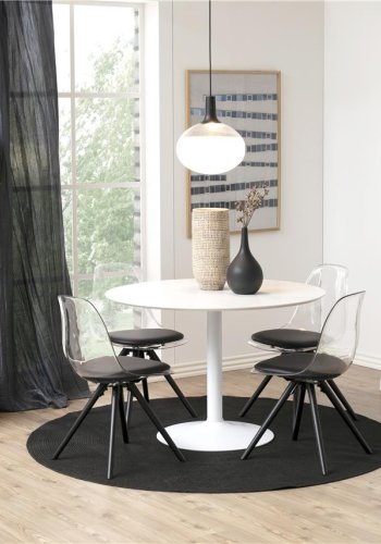 ACT NORDIC Ibiza Esstisch - weißes Holz und weißes Metall, rund ( 110)