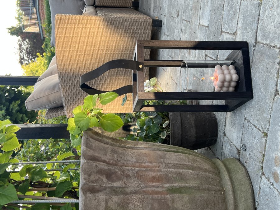 BLOOMINGVILLE Lyra Laterne mit Glas, Schwarz, Kiefer