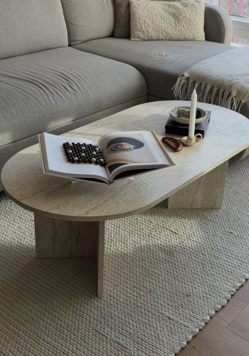 NORDV�RK Sable sofabord, oval - ru travertin melamin (119x60)