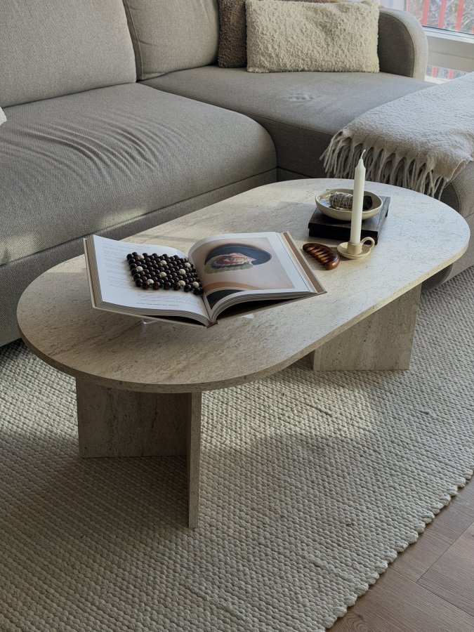 NORDV�RK Sable sofabord, oval - ru travertin melamin (119x60)