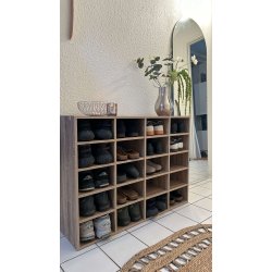 Hinsol L skoskab, m. 20 hylder - natur tr