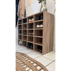 Hinsol L skoskab, m. 20 hylder - natur tr