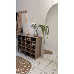 Hinsol L skoskab, m. 20 hylder - natur tr