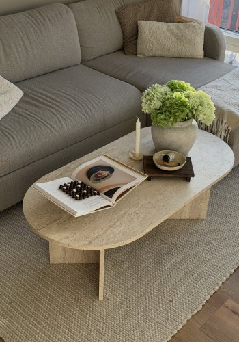 NORDV�RK Sable sofabord, oval - ru travertin melamin (119x60)