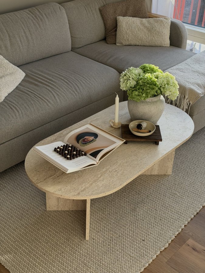 NORDV�RK Sable sofabord, oval - ru travertin melamin (119x60)
