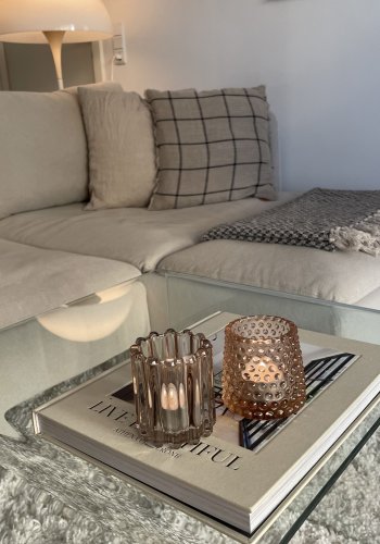 BLOOMINGVILLE Rosslin Teelichthalter, Braun, Glas, 2er-Set