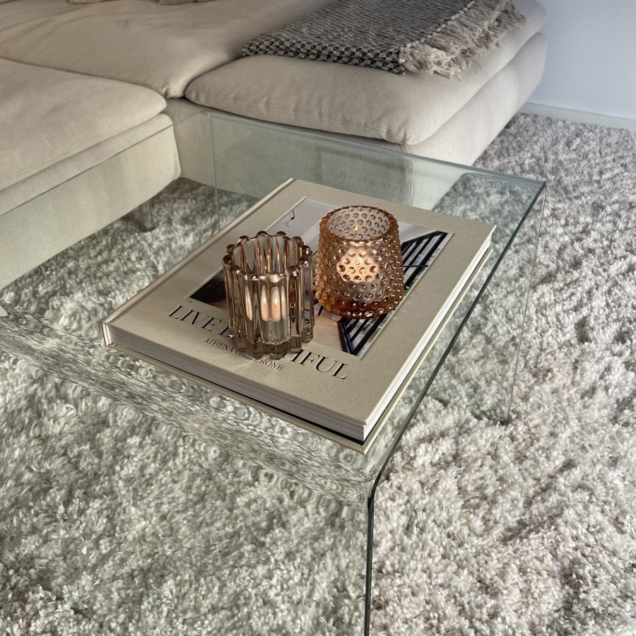 KAVE HOME Burano sidebord, firkantet - klart glass (60x60)