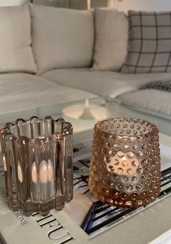 BLOOMINGVILLE Rosslin Teelichthalter, Braun, Glas, 2er-Set