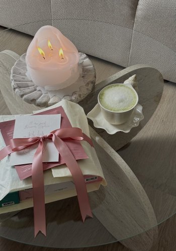 NORDV�RK Aeris sofabord, rund - klar glas og Travertin melamin (�75)
