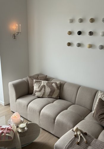 NORDV�RK Aeris sofabord, rund - klar glas og Travertin melamin (�75)