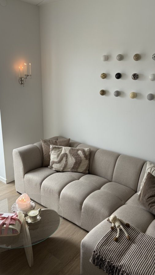 NORDV�RK Aeris sofabord, rund - klar glas og Travertin melamin (�75)