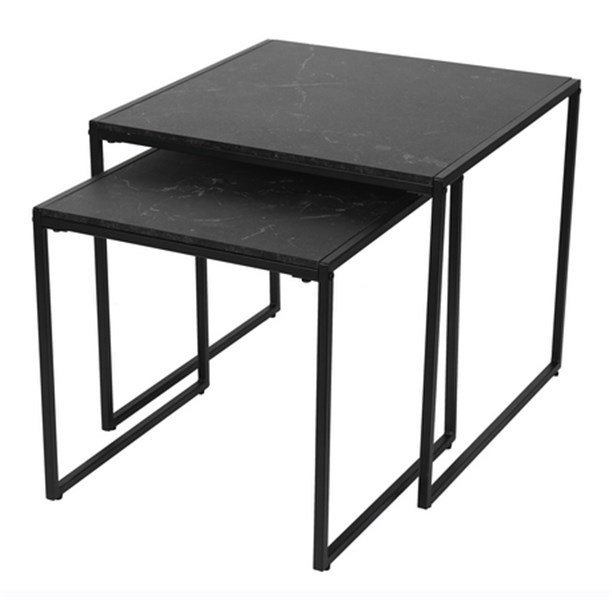 ACT NORDIC Infinity indskudsborde - sort melamin m. marmor print og sort metal (st á 2)