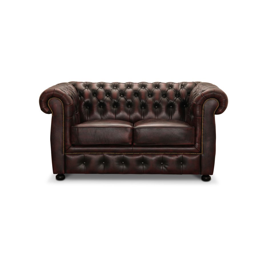 HAGA Liverpool 2-sits Chesterfield Soffa - Oxblodsl�der