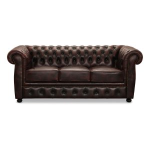 HAGA Liverpool 3 chesterfield sofa - okseblodsskinn