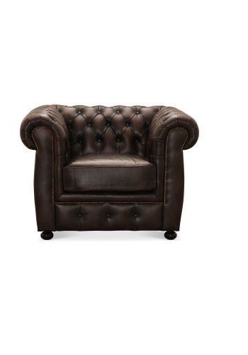 HAGA Liverpool Chesterfield-Sessel - braunes Leder