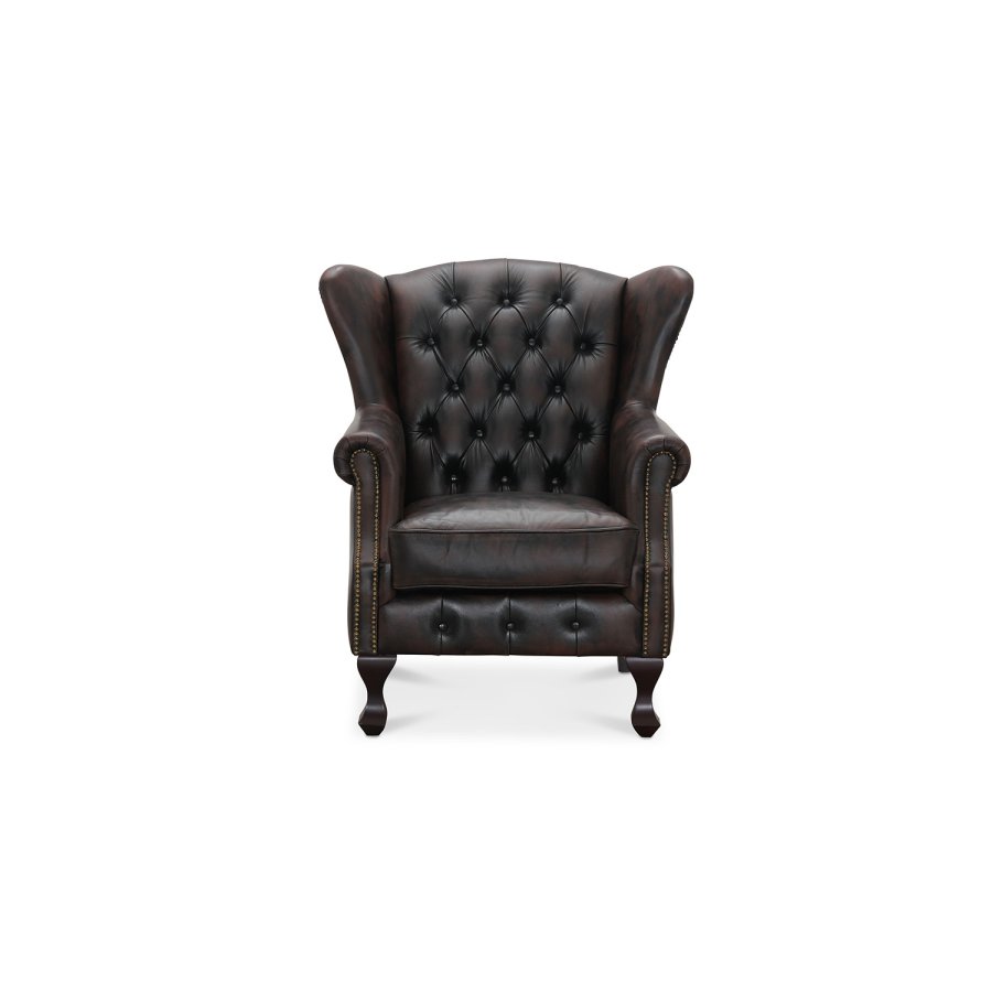 HAGA Aberdeen chesterfield lenestol - brunt skinn