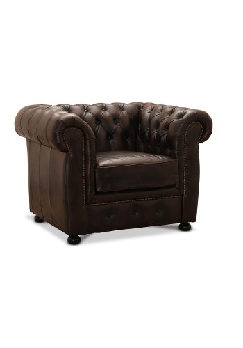 HAGA Liverpool Chesterfield-Sessel - braunes Leder
