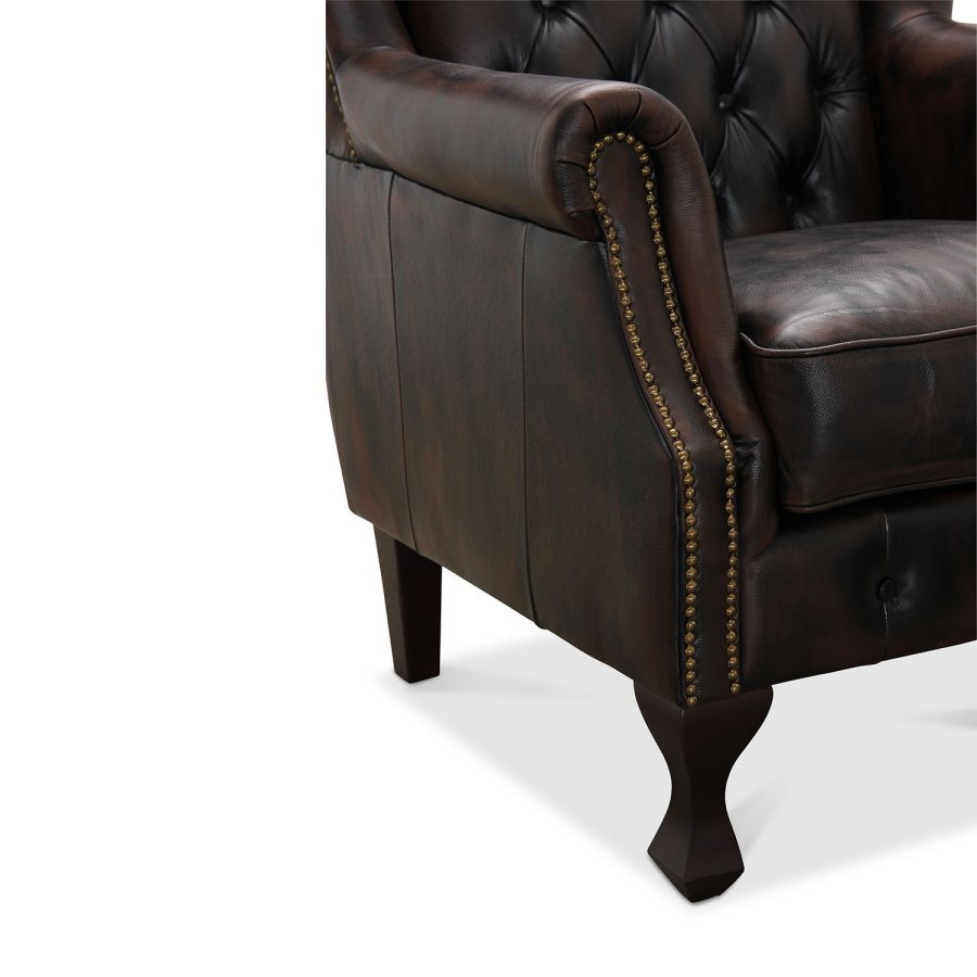 HAGA Aberdeen chesterfield lenestol - brunt skinn