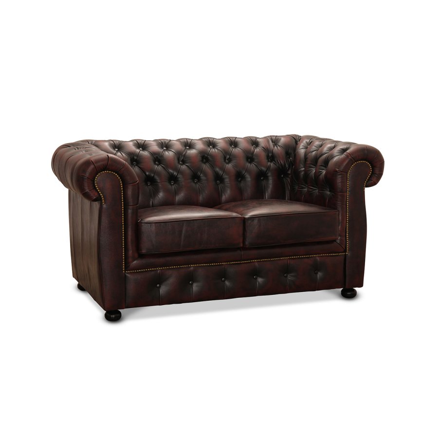 HAGA Liverpool 2-sits Chesterfield Soffa - Oxblodsl�der