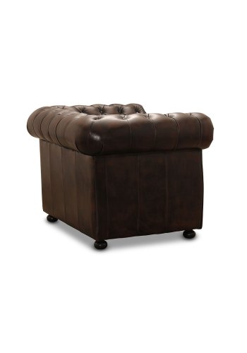HAGA Liverpool Chesterfield-Sessel - braunes Leder