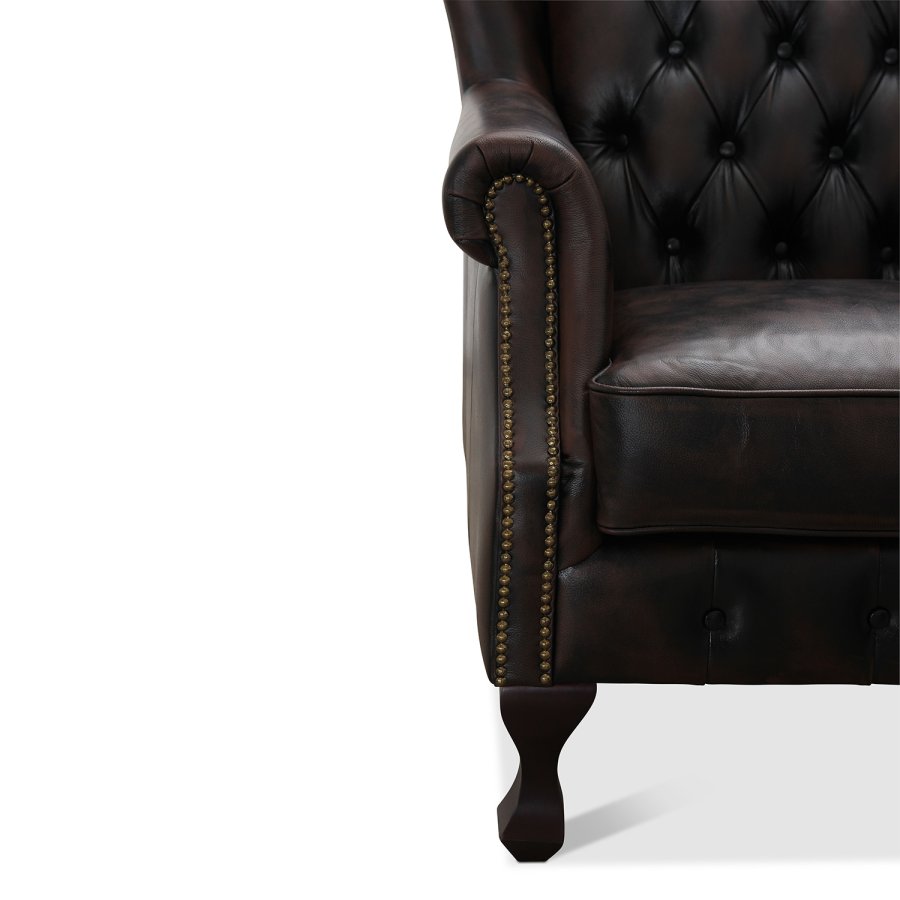 HAGA Aberdeen chesterfield lenestol - brunt skinn