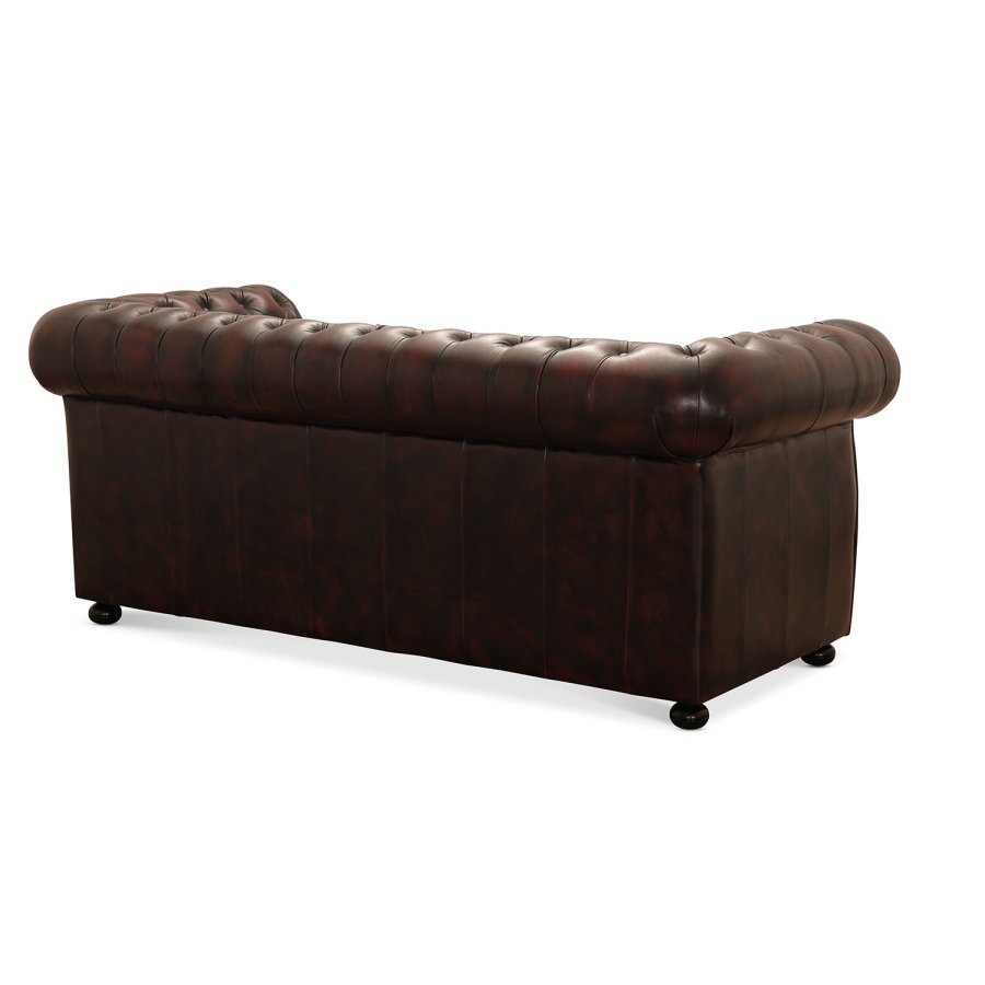HAGA Liverpool 3 chesterfield sofa - okseblodsskinn