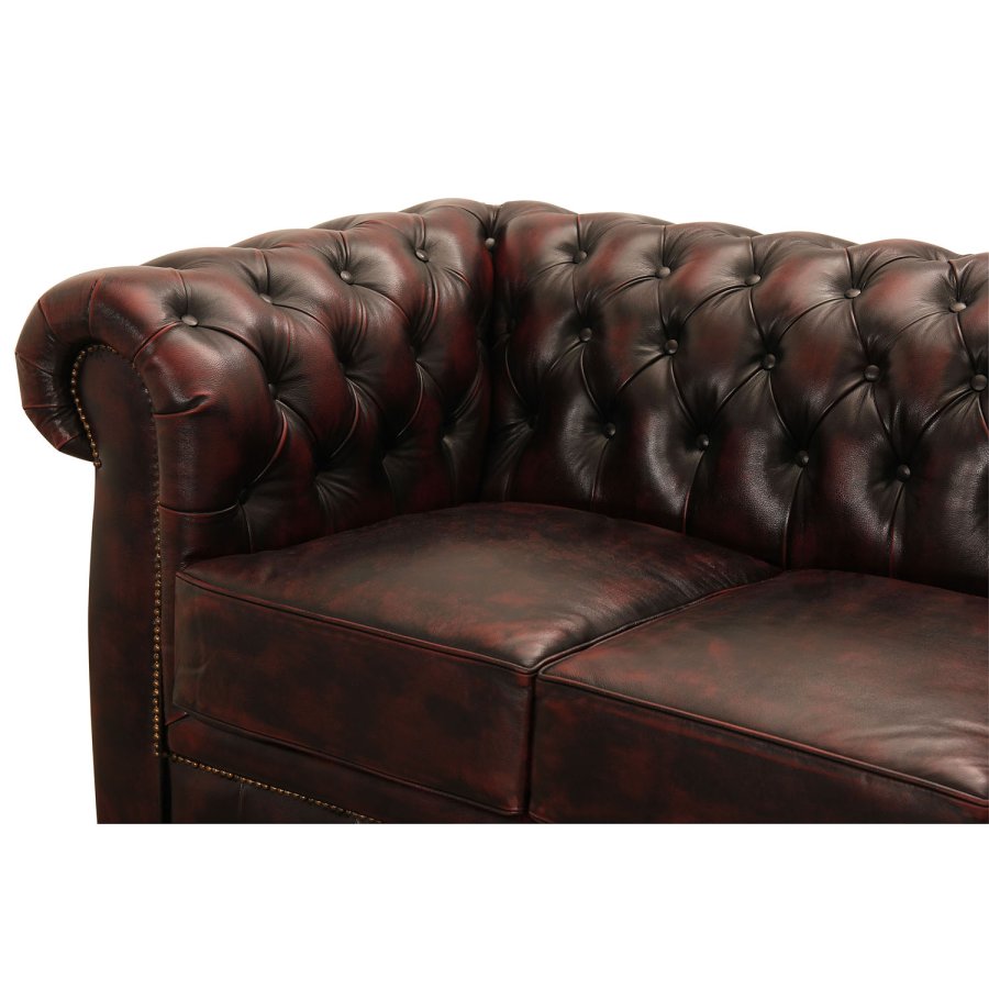 HAGA Liverpool 3 chesterfield sofa - okseblodsskinn