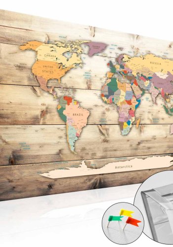 ARTGEIST The World at Your Fingertips verdenskort billede - multifarvet print p� kork (40x60)