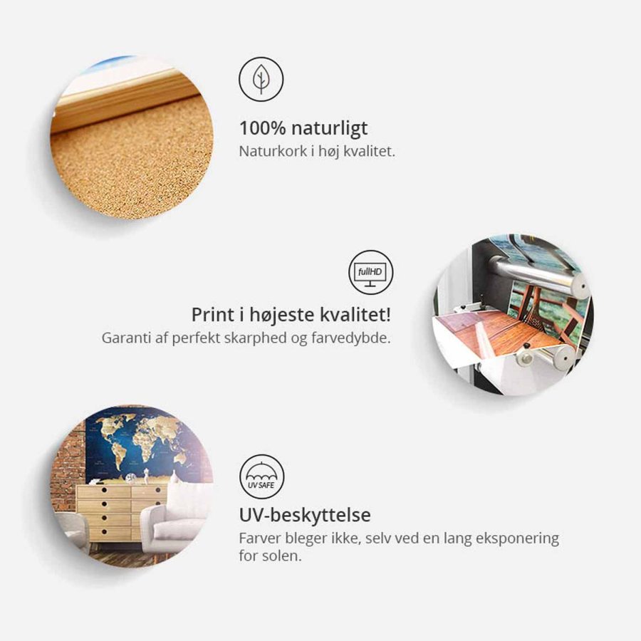 ARTGEIST The World at Your Fingertips verdenskort billede - multifarvet print p� kork (40x60)