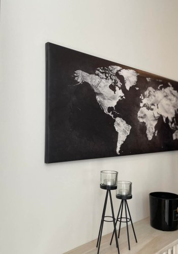 ARTGEIST Two-coloured verdenskort billede - hvid/sort print, 3 st�rrelser