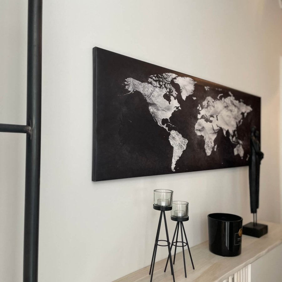 ARTGEIST Two-coloured verdenskort billede - hvid/sort print, 3 st�rrelser