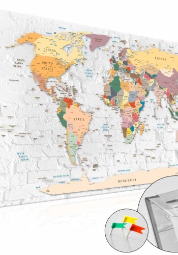 ARTGEIST World's Walls verdenskort billede - multifarvet print p� kork (60x90)