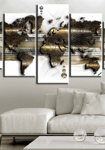 ARTGEIST Metalic World billede - hvid, guld, bronze print, 2 strrelser