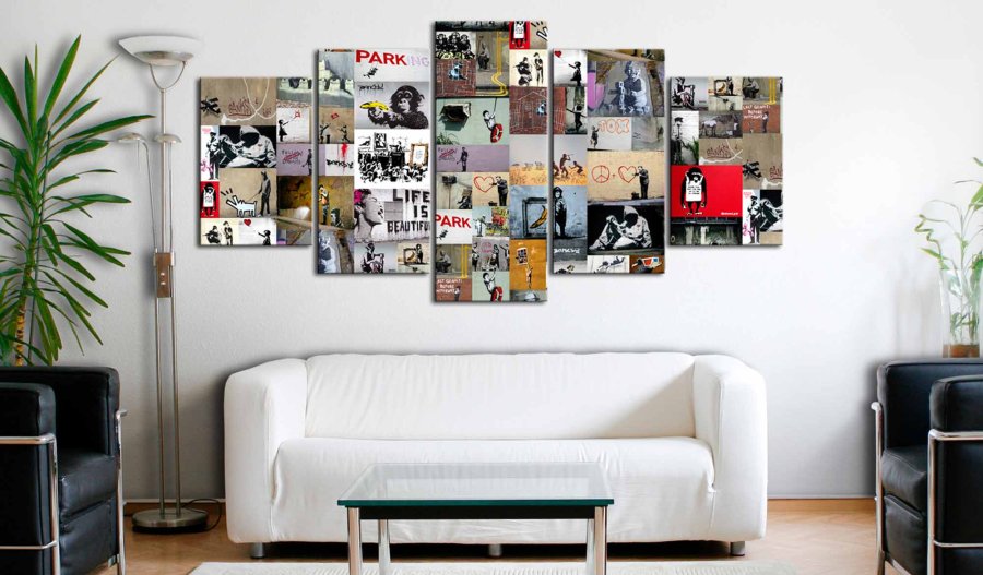 ARTGEIST Art of Collage Banksy IV billede - multifarvet print, 2 strrelser