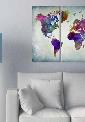 ARTGEIST Verdenskort i farver billede - multifarvet print, 3-delt - Flere strrelser