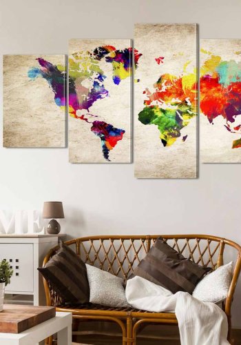 ARTGEIST Verdenskort Abstract Fantasy billede - multifarvet print, 5-delt - Flere st�rrelser