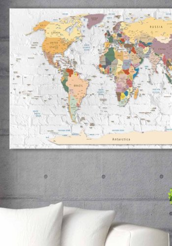 ARTGEIST World's Walls verdenskort billede - multifarvet print p� kork (60x90)