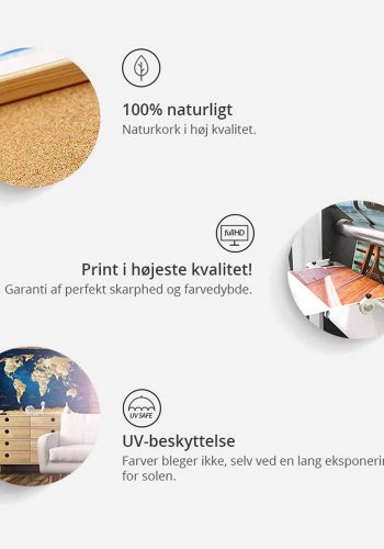 ARTGEIST Doors to the World verdenskort billede - gr�/natur print p� kork, 3-delt (80x120)