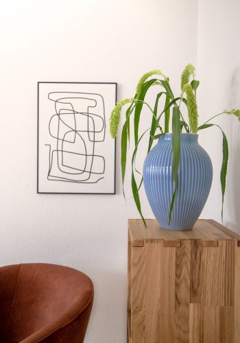 NOCNOI Puzzle asymmetrisk reol, m. 6 rum - massivt olieret eg (104x104)